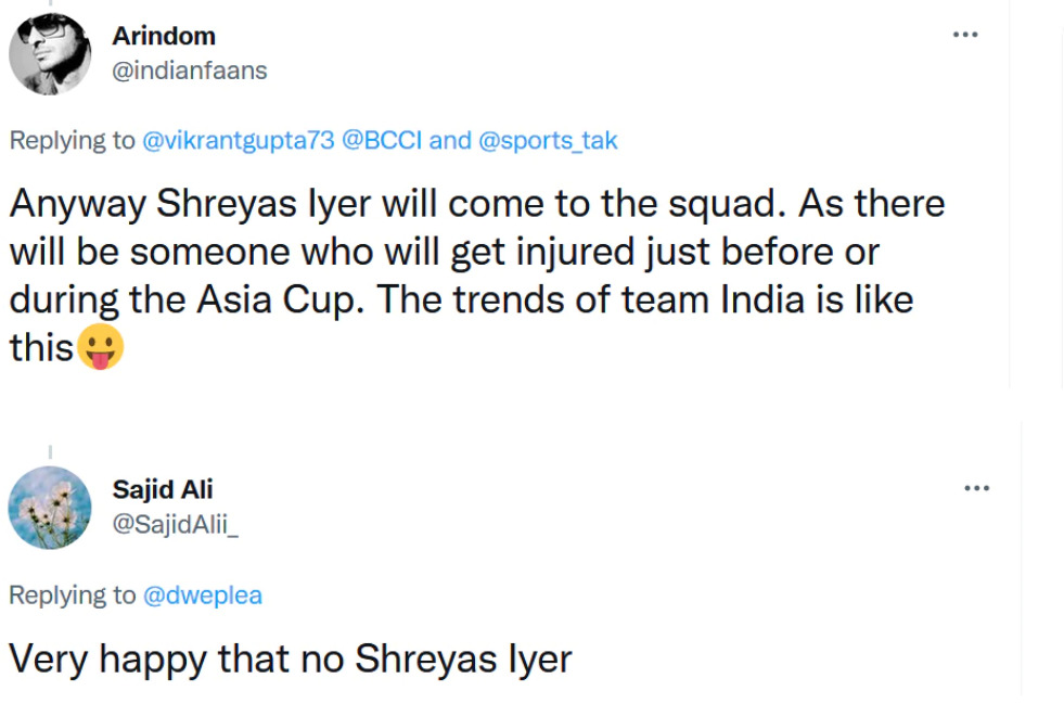 Asia Cup 2022: টিম ইন্ডিয়ার এই খেলোয়াড়কে এশিয়া কাপ থেকে বাদ দেওয়ায় খুশি ভক্তরা, BCCI-কে দিলেন ধন্যবাদ !! 5