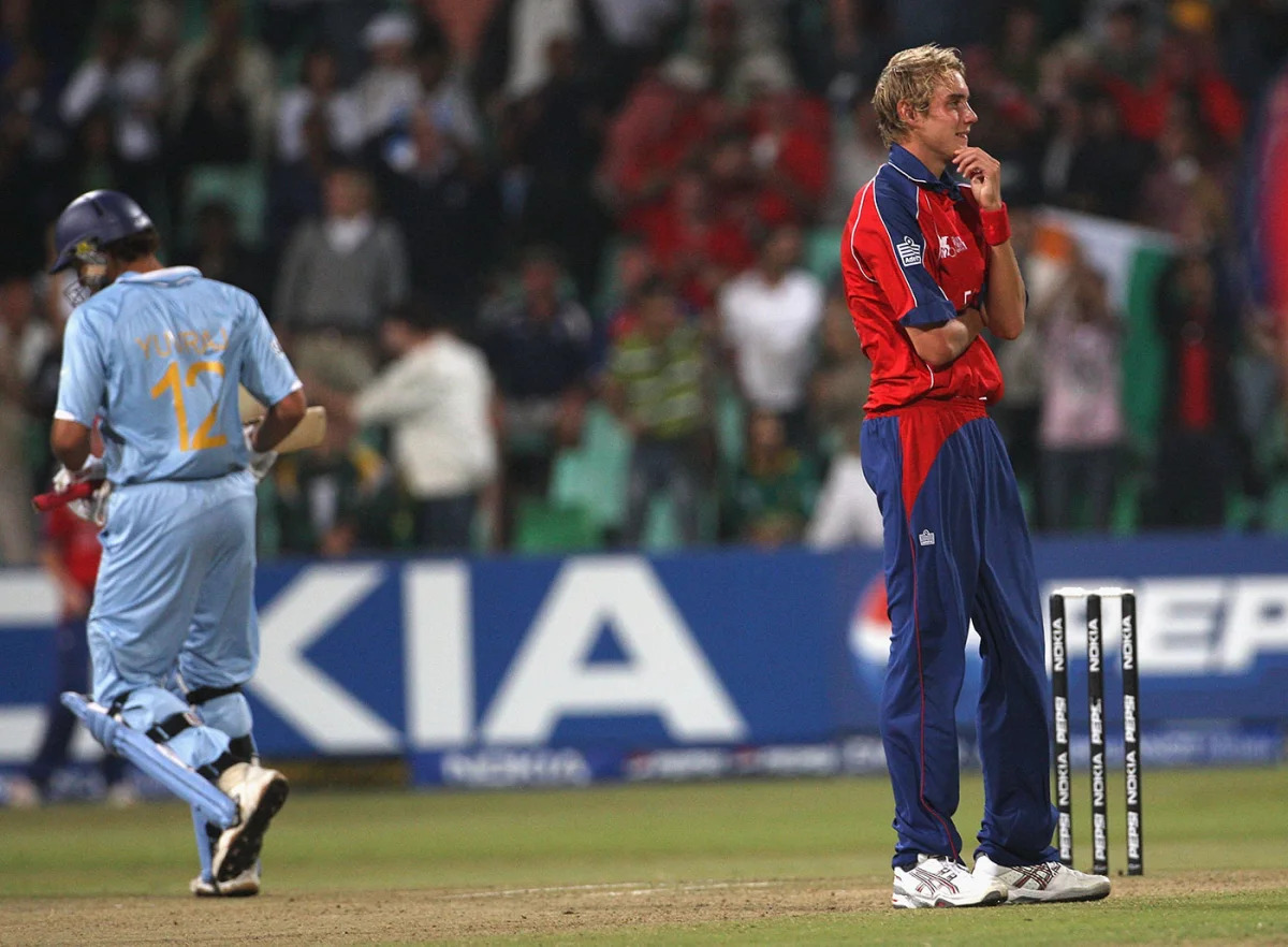 Yuvraj Singh and Stuart Broad | Image: Getty Images