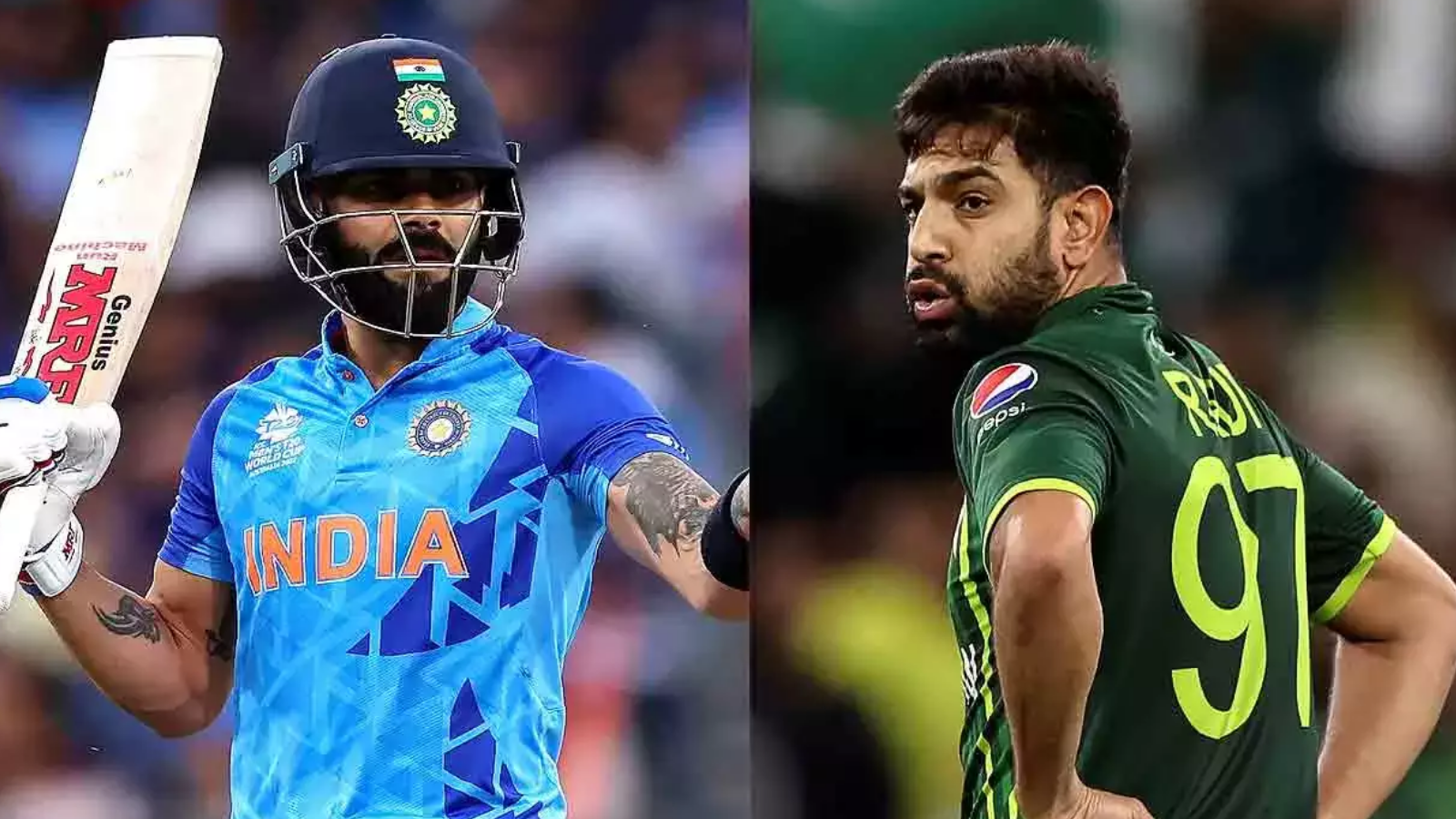 Virat Kohli and Haris Rauf | IND vs PAK | Image: Twitter