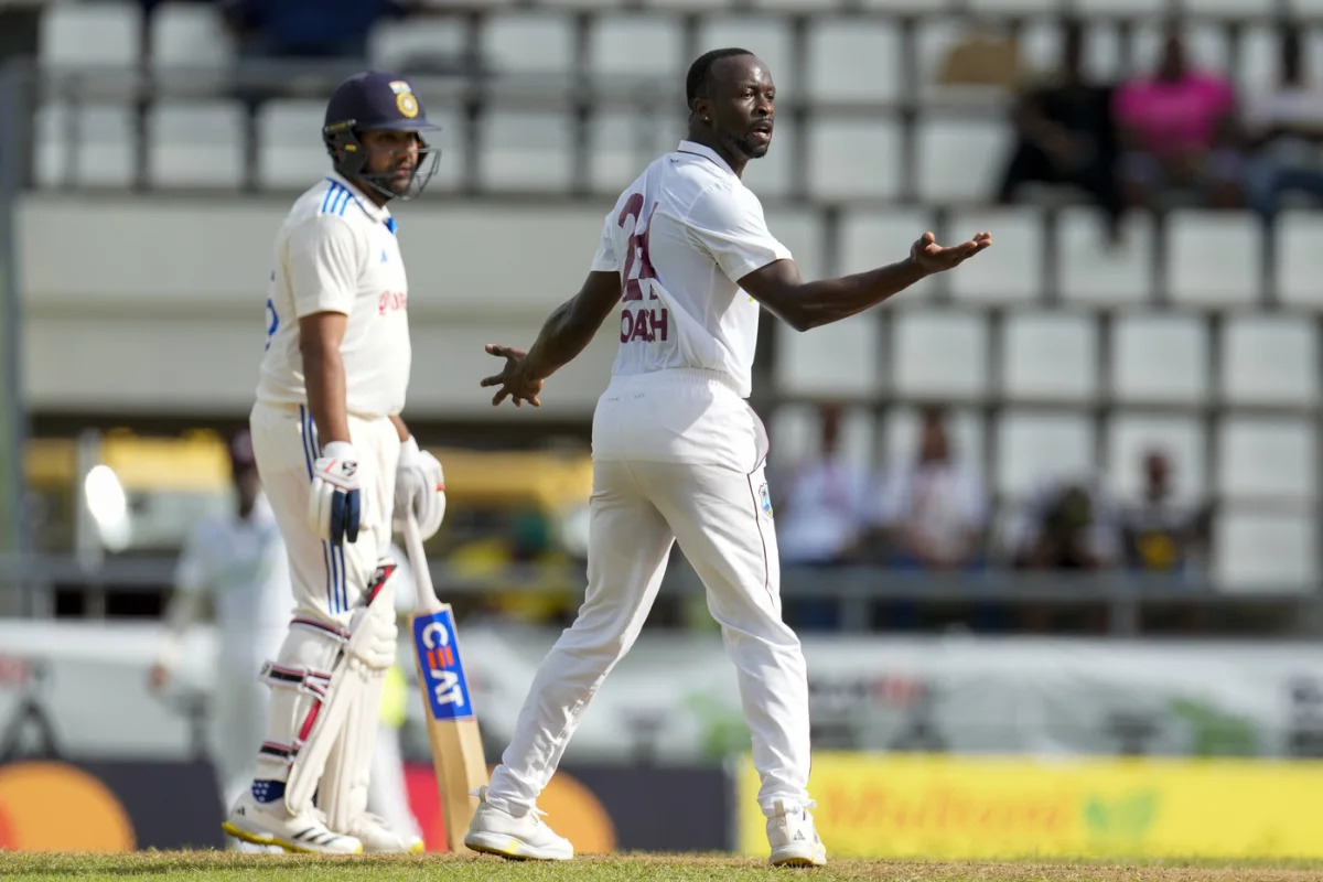 Kemar Roach and Rohit Sharma | WI vs IND | Image: Getty Images