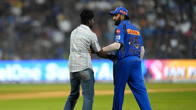 Rohit Sharma and Pitch Invader | IPL 2024 | Image: Twitter