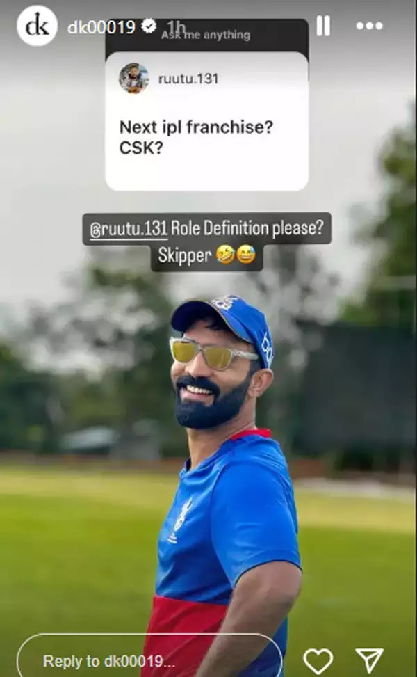 Dinesh Karthik's Story | Image: Instagram