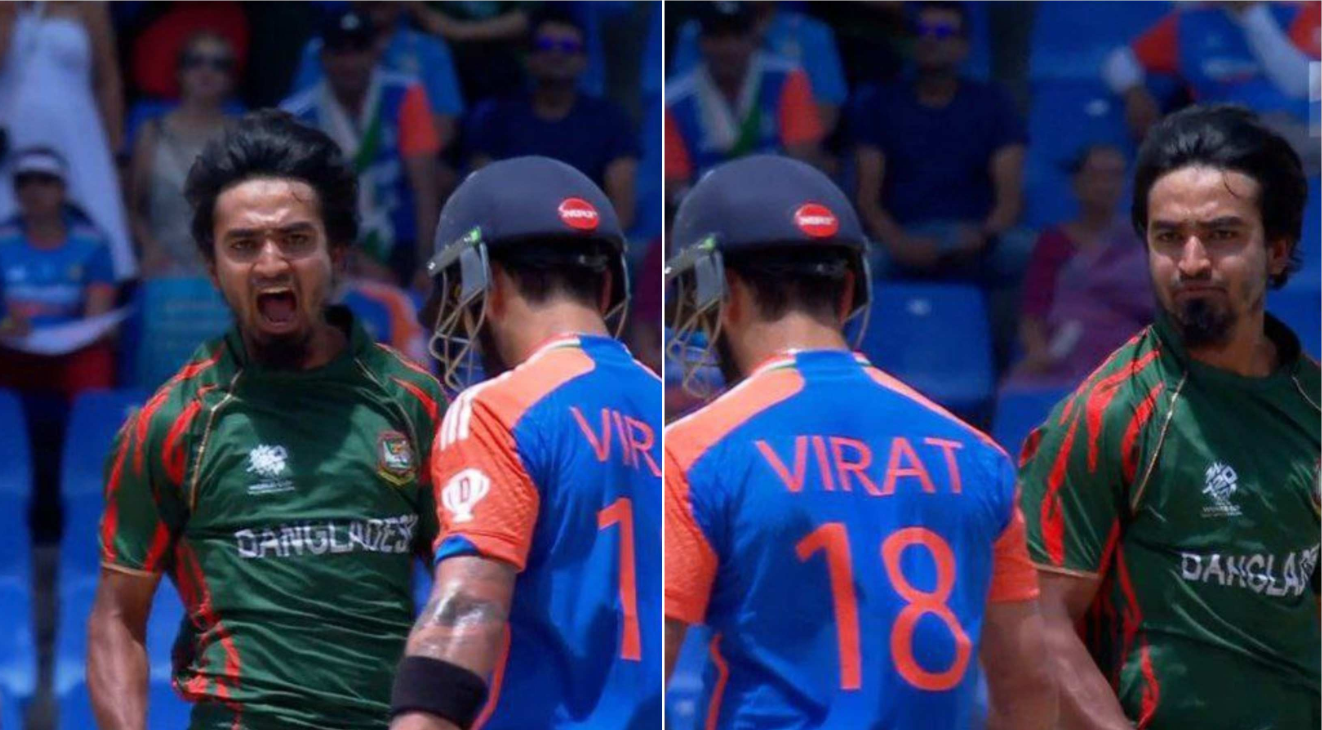 Virat Kohli and Tanzim Hasan Sakib | T20 World Cup | Image: Twitter