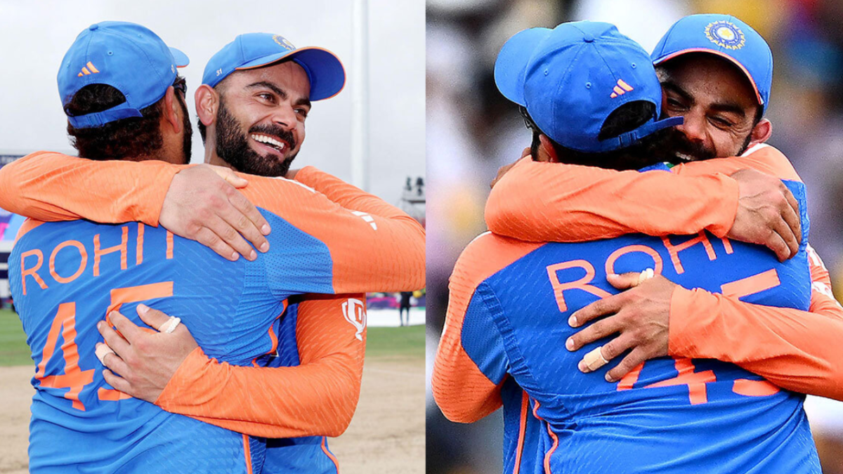 rohit and virat celebrate india win