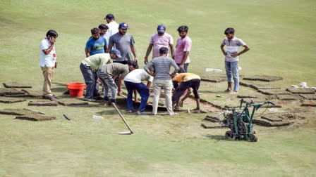 Deplorable Condition of the Outfield at Noida | Image: Twitter