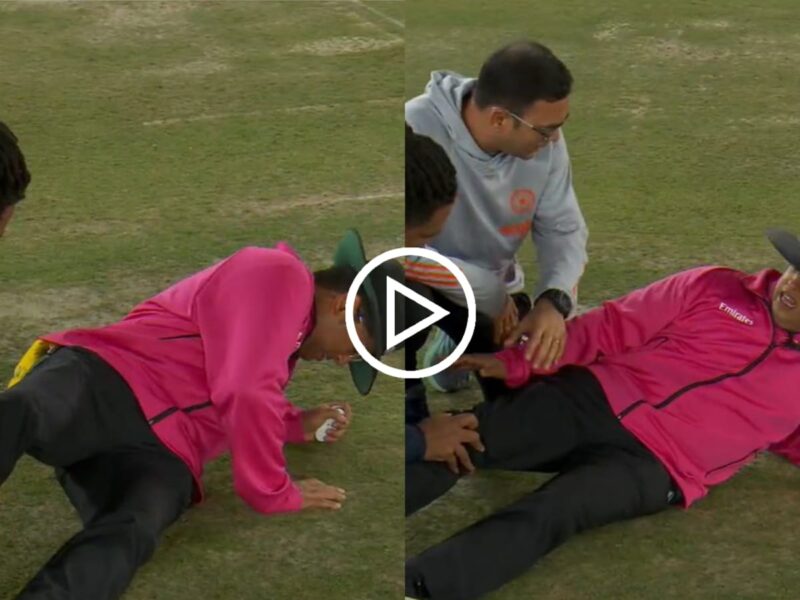 Video: সঞ্জুর মারা বলে আহত আম্পায়ার, যন্ত্রণায় শুয়ে পড়লেন মাঠের মধ্যেই !! 4